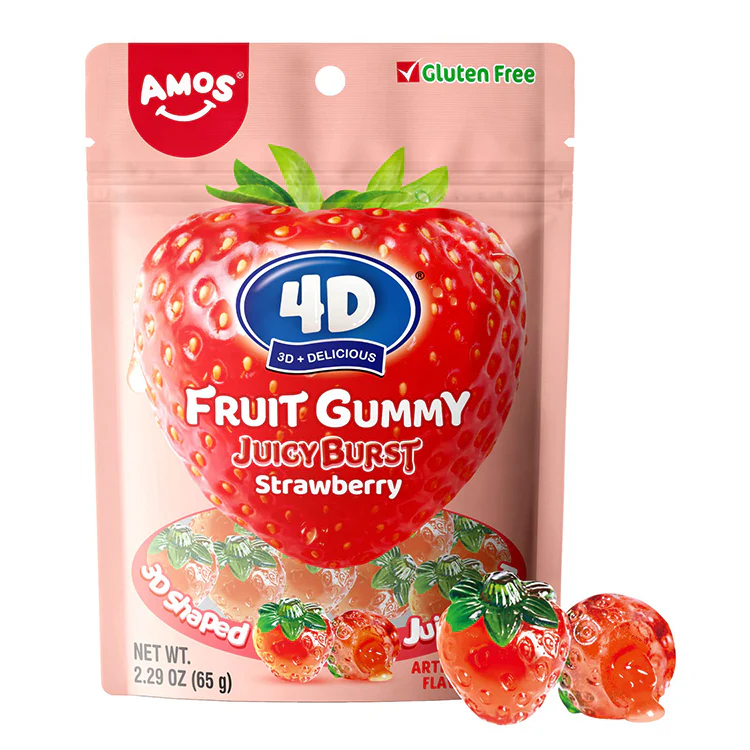 Amos 4D Fruit Gummy Strawberry Burst (36 x 65g)