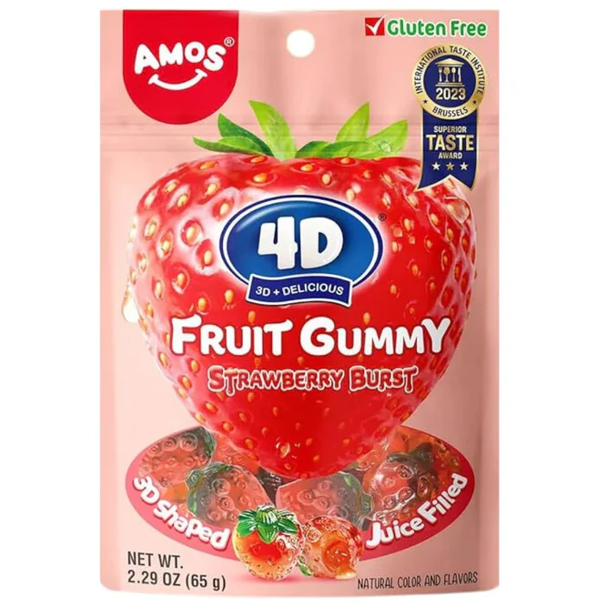 Amos – 4D Gummy Strawberry Burst (32 x 65g)