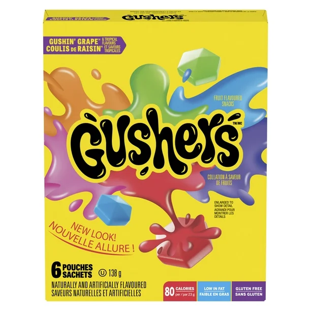 Betty Crocker - Fruit Gushers Gushing Grape/ Tropical 6ct (10 x 138g)