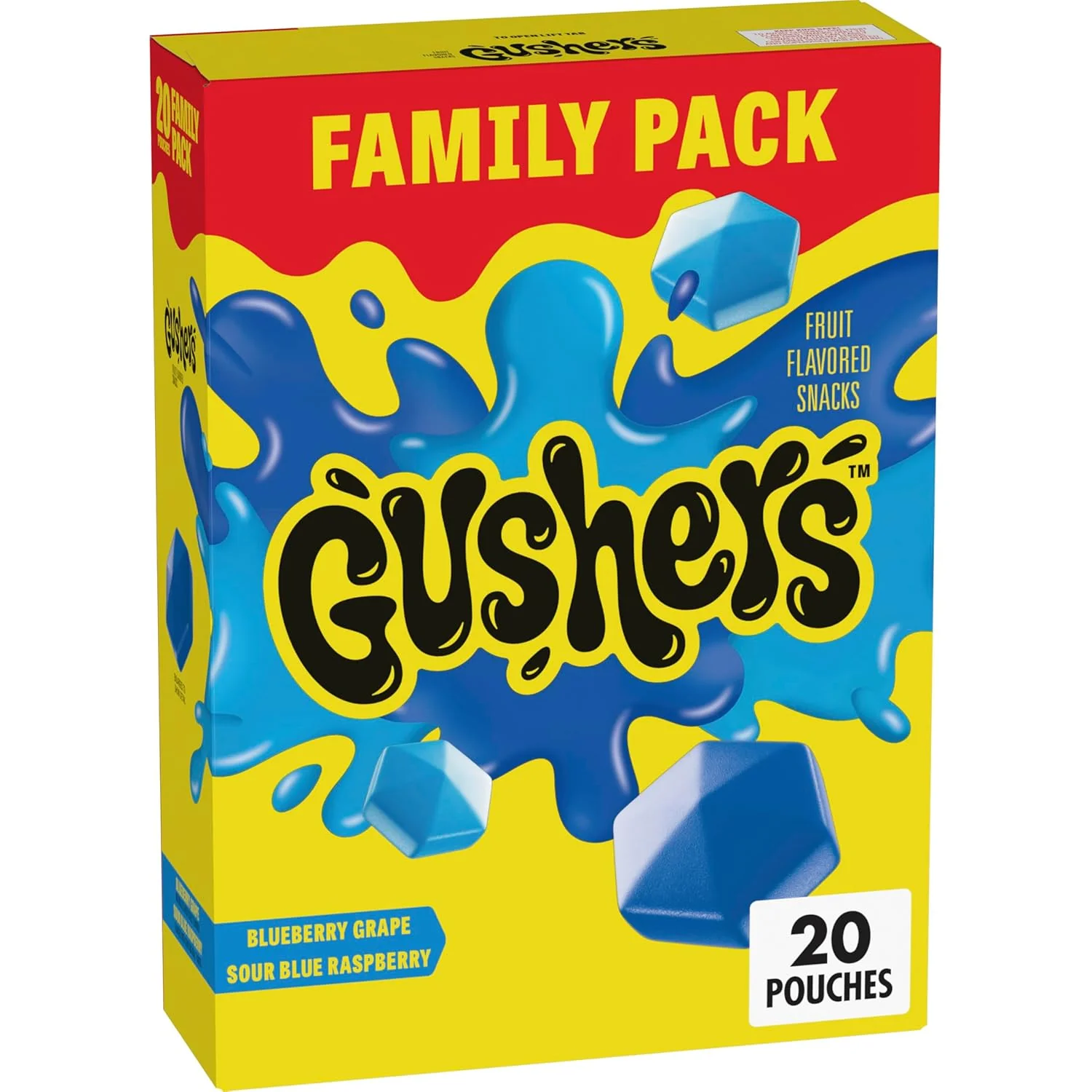 Betty Crocker Fruit Snacks - Gushers Blue Grape Sour Blue Raspberry 20CT (6 x 16oz)