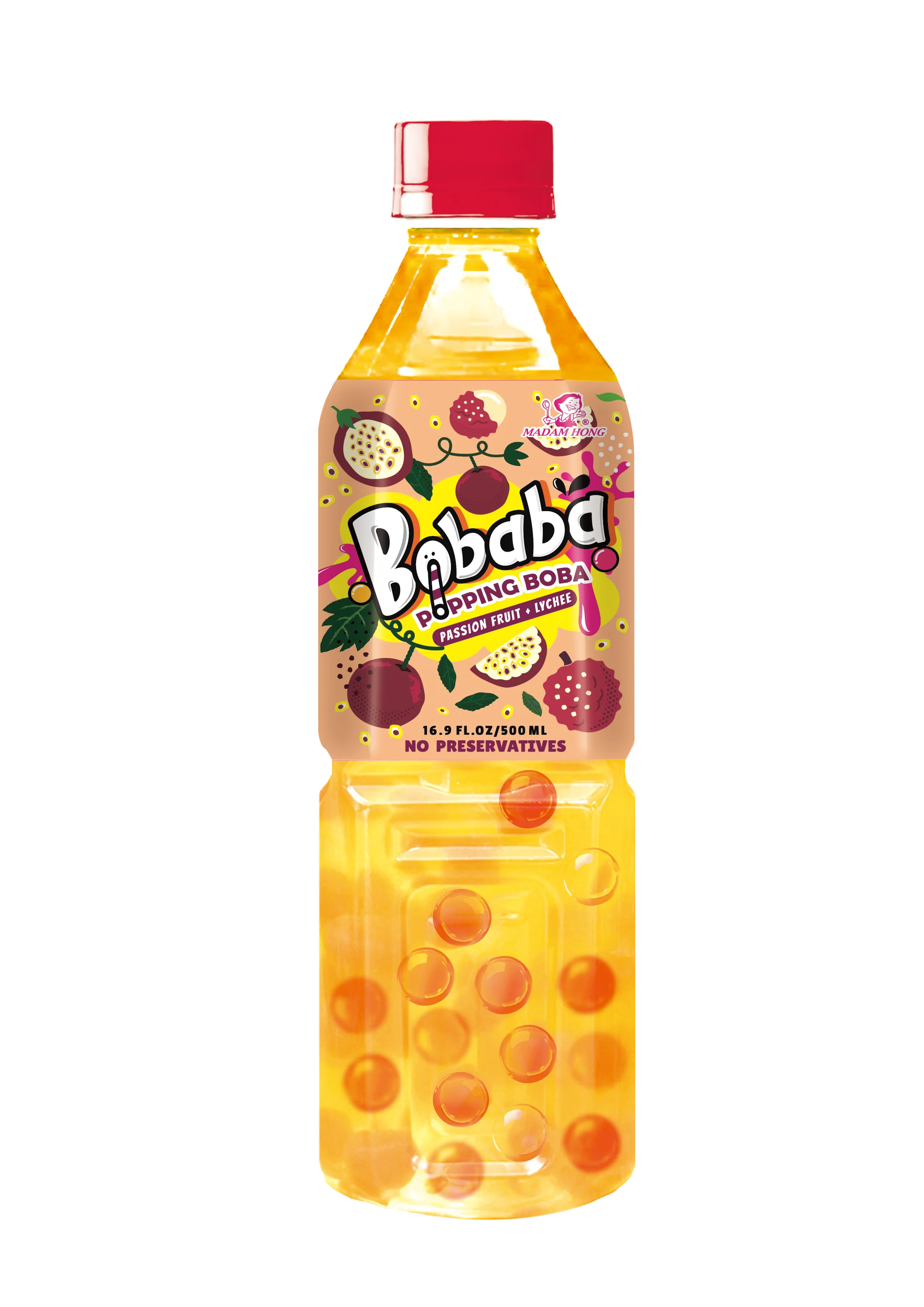 Bobaba - Passionfruit + Lychee Bubble Tea PET (24 x 500ml)