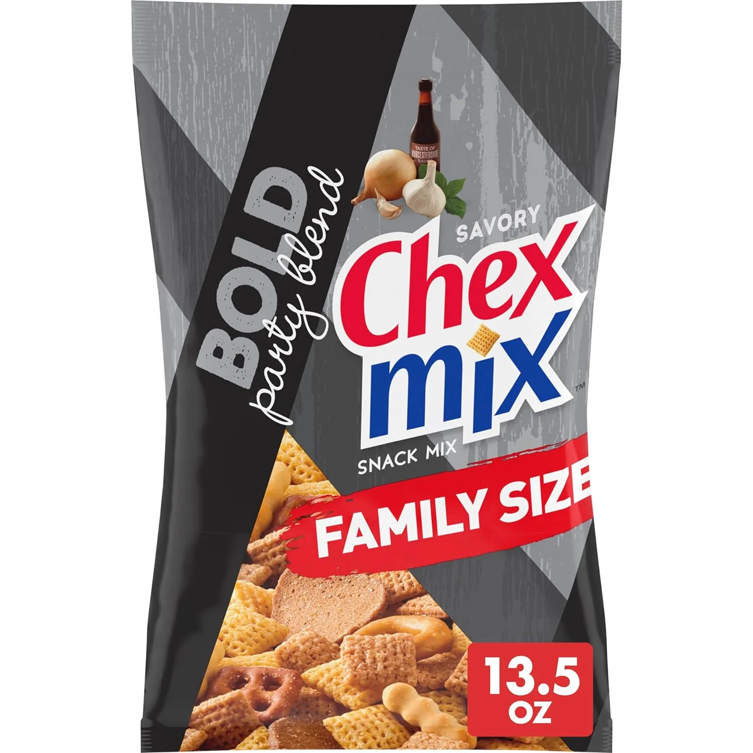Chex Mix - Savory Snack Mix, Bold Party Blend Family Size (8 x 13.5oz)