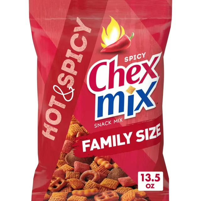 Chex Mix Snacks - Savory Snack Mix Hot & Spicy Family Size (8 x 13.5oz)