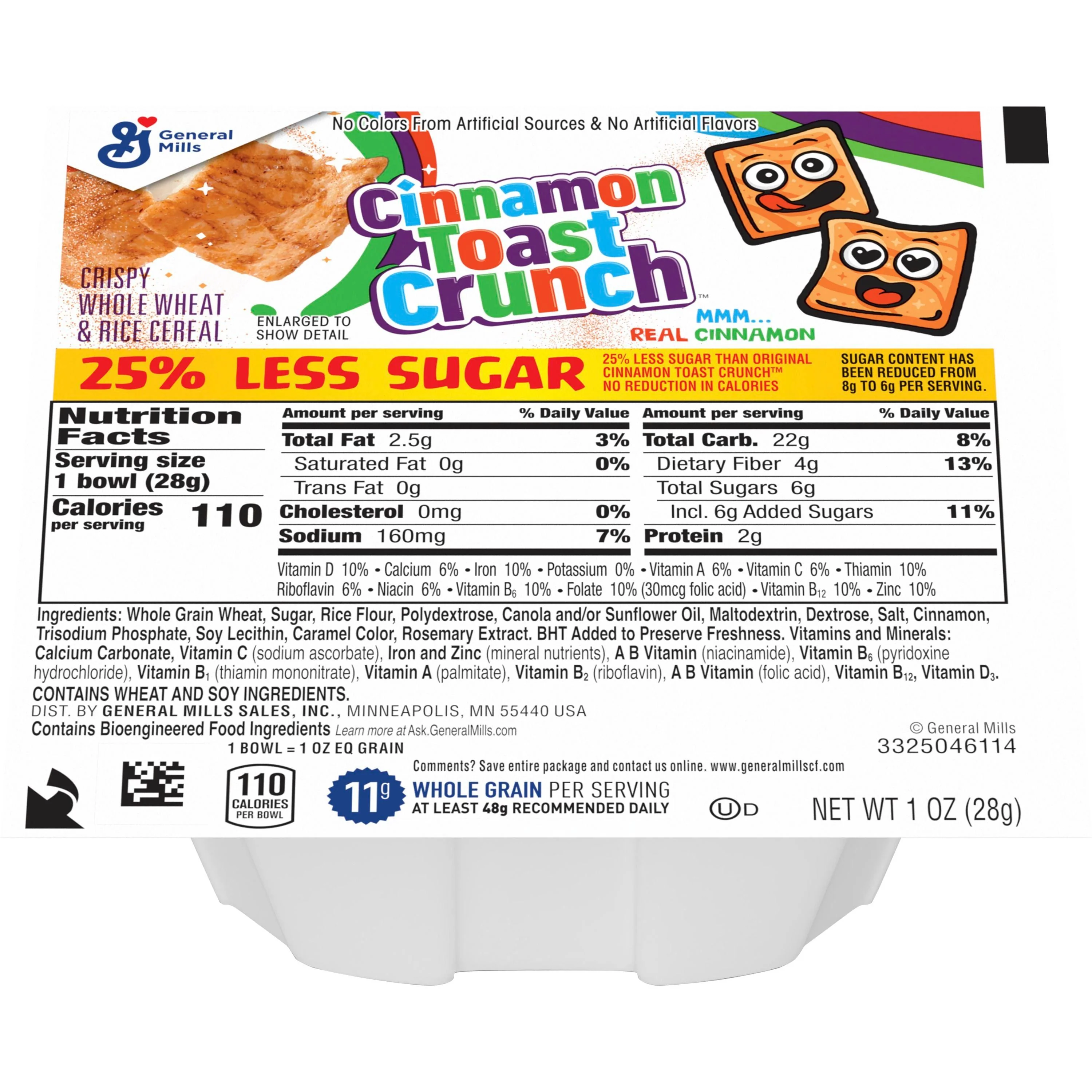 General Mills Cereal - Cinnamon Toast Crunch Cereal Reduce Sugar Bowl Pack (96 x 1oz)