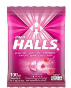 HALLS Candy In Bag Raspberry (36 x 100pcs)