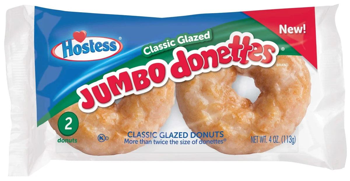 Hostess - Glazed Jumbo Donettes Single Serve 2ct (36 x 4oz)