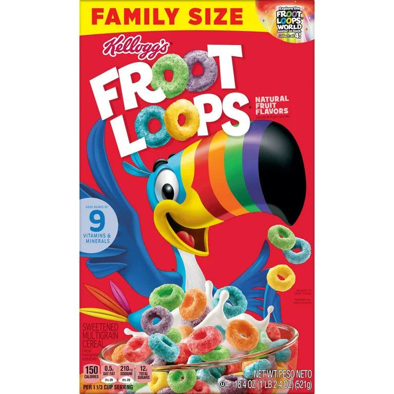 Kellogg's Cereal - Froot Loops Cereal Family Size (12 x 18.4oz)