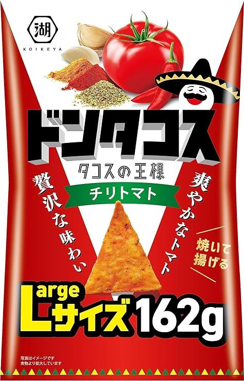 KOIKEYA Large Size Dontacos Corn Chips Chili Tomato 12 x (1 x 162g)