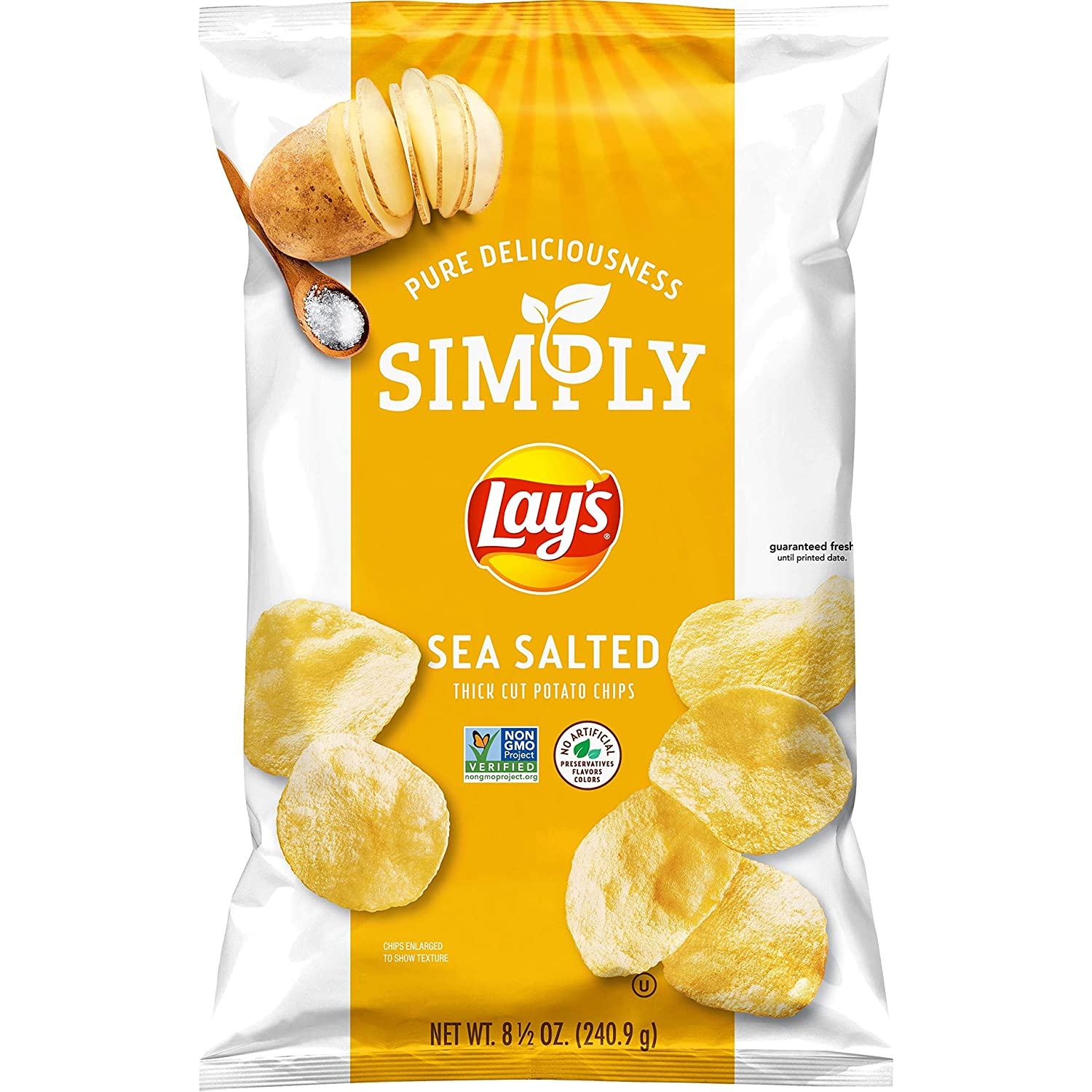 Lays Simply Thick Cut Sea Salt (6 x 8.5oz)
