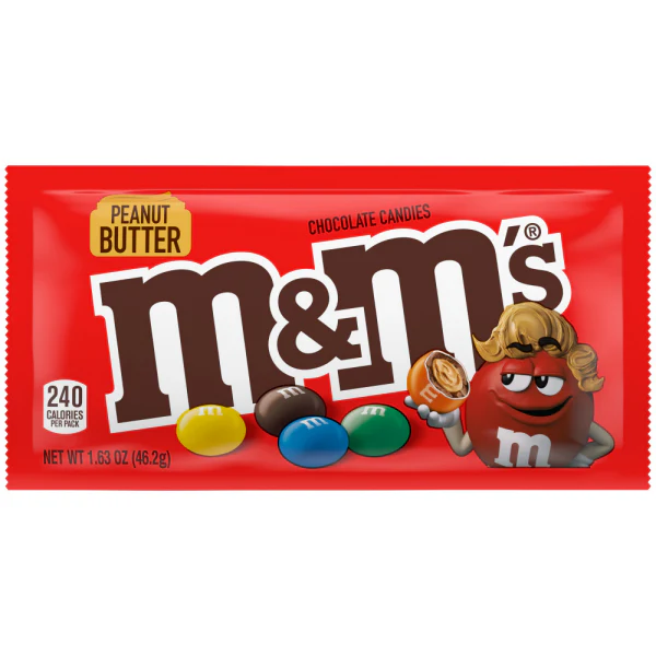 M&M Peanut Butter Chocolate Candy Regular Size 12 x (24 x 1.63oz)