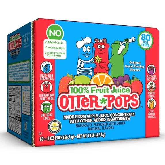 Otter Pops - Freezer Bars 100% Juice Original (80 x 2oz)