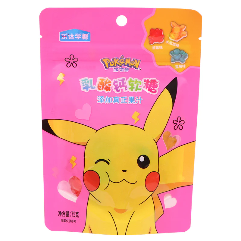 Pokemon Gummy - Calcium Lactate Soft Candy Mix Flavours (Peach + Strawberry + Blueberry) 6 x (8 x 75g)