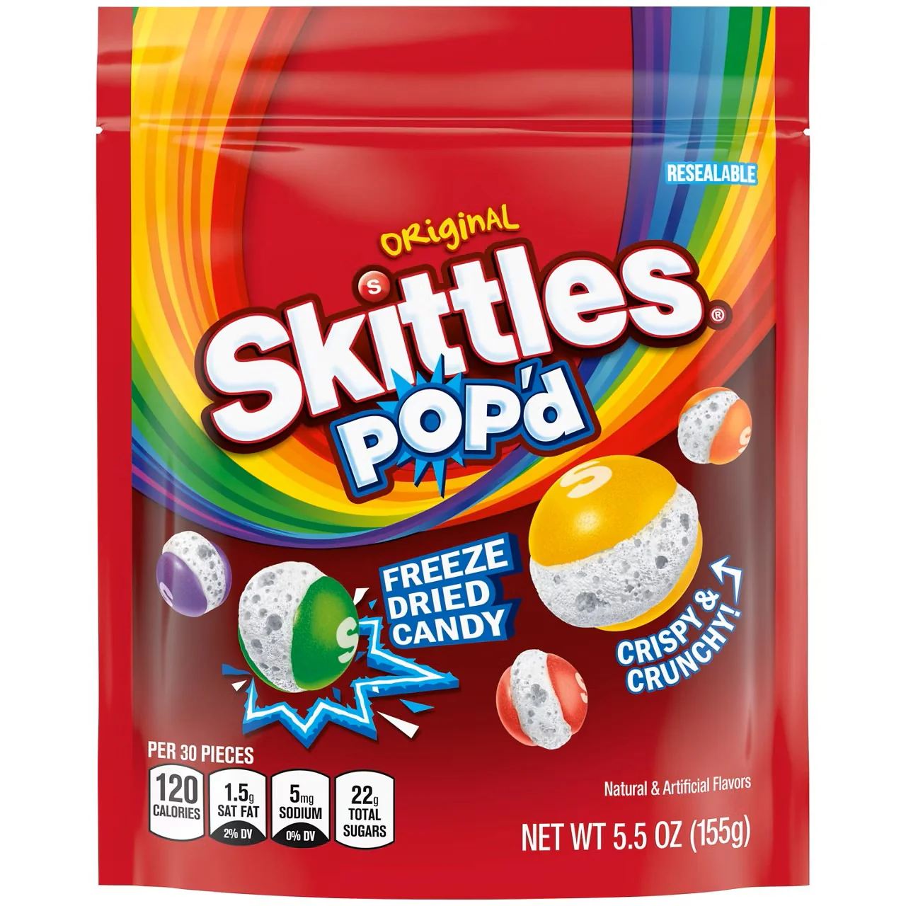 Skittles Original Pop'd Freeze Dried Pouch (8 x 5.5oz)