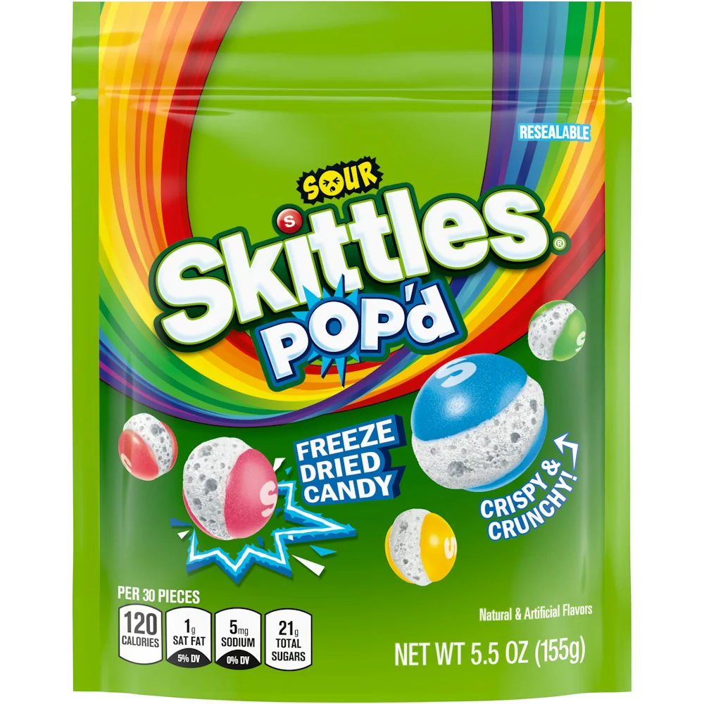 Skittles Sour Pop'd Freeze Dried Pouch (8 x 5.5oz)