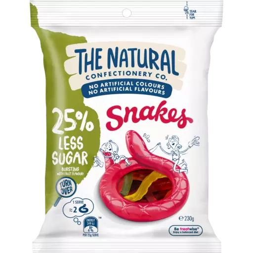 The Natural Confectionery Company Snakes Reduced S 2023 (16 x 230g)
