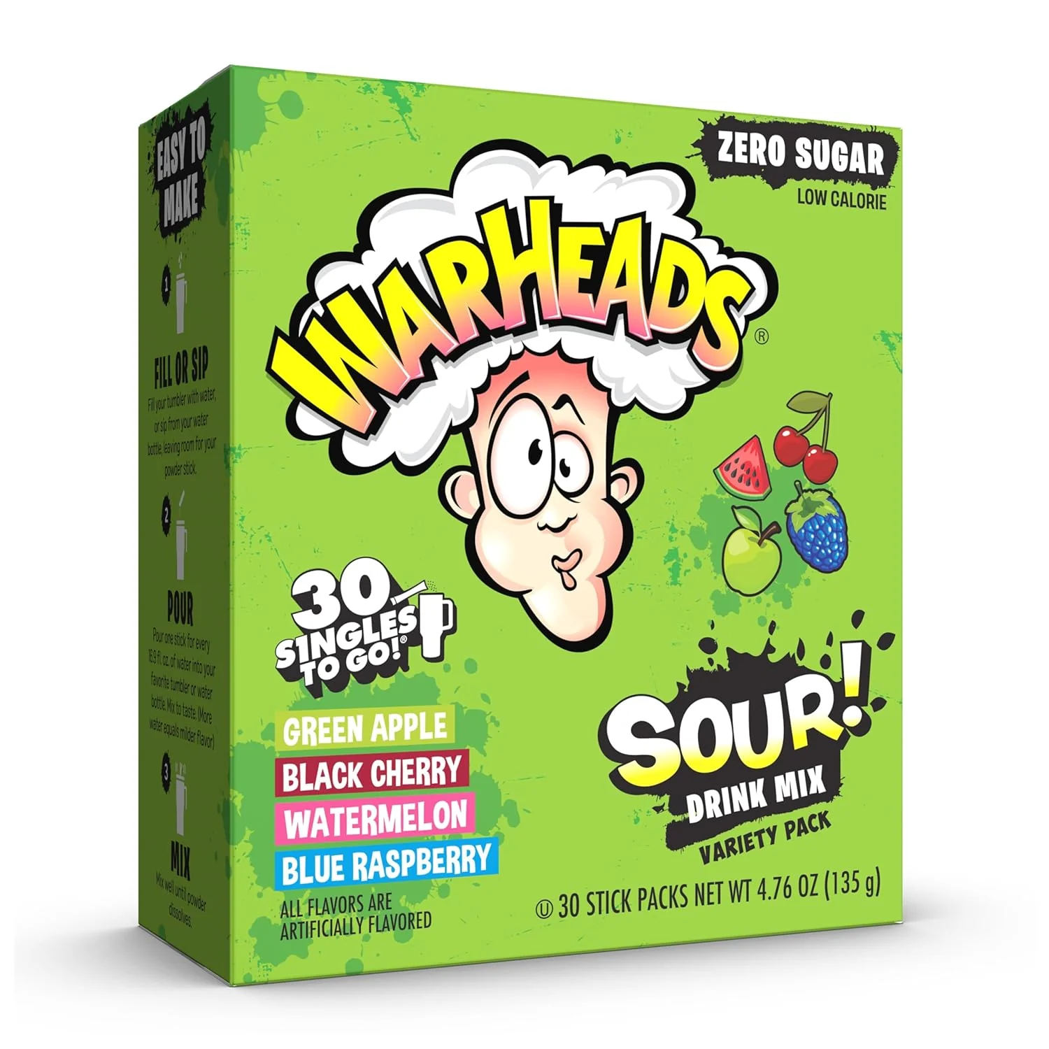 Warheads - Variety Pack Single To Go Drink Mix 30ct (6 x 4.76oz)