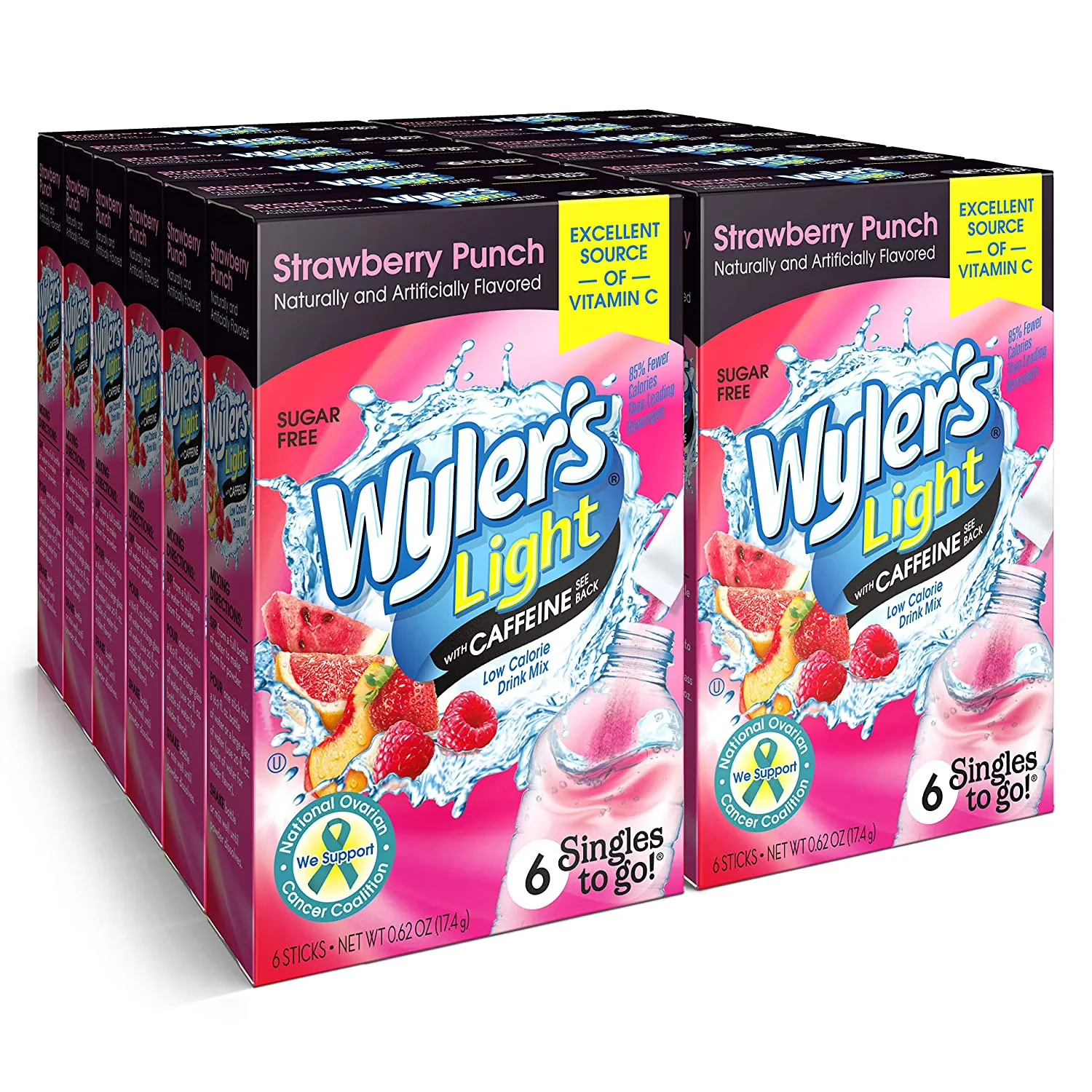 Wyler's Light - With Caffeine Strawberry Punch Single To Go Drink Mix 6ct (12 x 0.62oz)